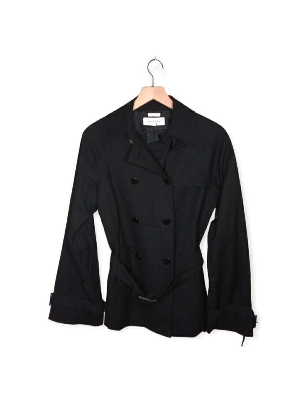 Calvin Klein Double Breasted Stretch Belted Waist Coat Size 10